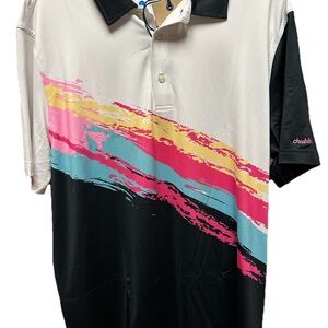 Chubbies Men's Polo Shirt with Pink, Yellow, and Blue Accents